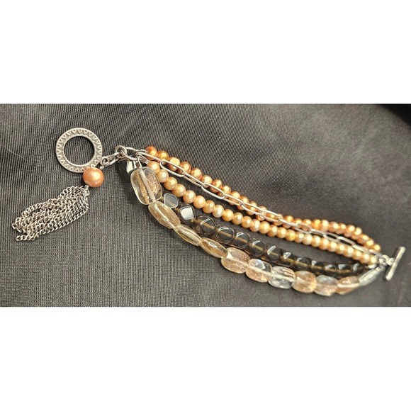 Boho Layered Silpada Smoky Quartz Brown‎ Bracelet Wedding Work - Picture 6 of 7